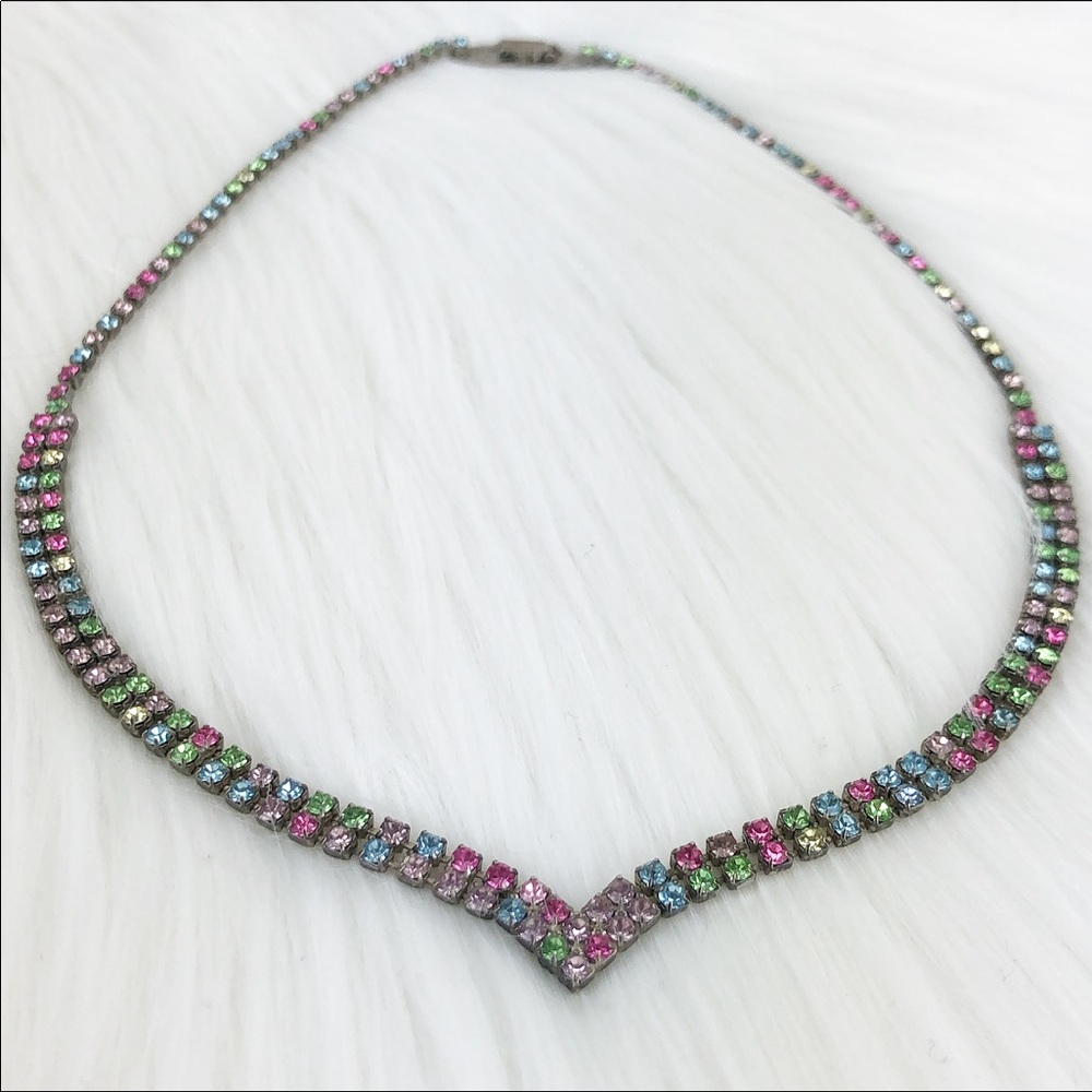 Vintage Rainbow Gemstone Necklace